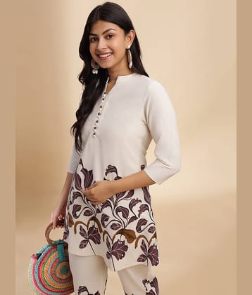 Vbuyz Women Printed Tunic With Trousers Co-Ord Set ( Purple )