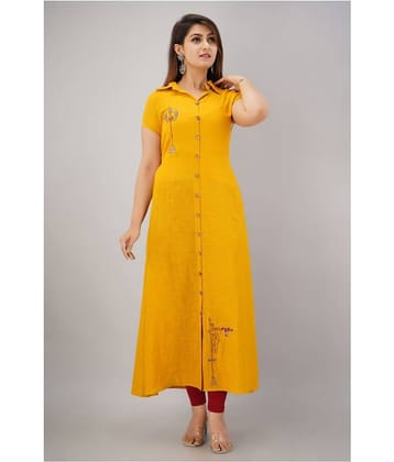 SVARCHI Yellow Cotton A-line Kurti