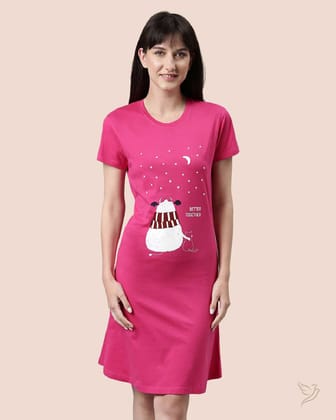 Lounge Wear Long Tee - Pink-XS / LT0015 - Pink