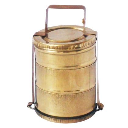 Brass Small Lunch Box Mini Toy | Indian Handicraft Play Set, Height : 3.5 Inch (ZMAS370 C)