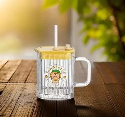 Drinking Glasses 400 ML Coffee Mugs with Handle Lid and Straw Tumbler Travel Sipper Cup for Milk Juice Cocktail Iced Tea Hot Cold Drink Kids Cup (Set of 1) Multi-Colour Drinking Glasses 400 ML Coffee Mugs with Handle Lid and Straw Tumbler Travel Sipper Cup for Milk Juice Cocktail Iced Tea Hot Cold Drink Kids Cup (Set of 1) Multi-Colour