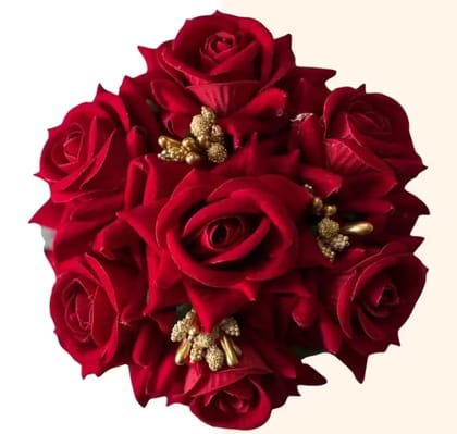 Kozykit Maroon Red Rose Juda Maker Flower Gajra for Women & Girls | Artificial Flower Hair Bun Juda Accessory | Bridal Wedding, Festive & Party Wear Hair Jewellery | Dark Red Bun Maker Pack of 1