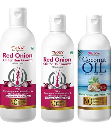 The Nile Red Onion 150 ML + Onion Oil 100 ML + Coconut Oil 100 Ml 350 mL Pack of 3