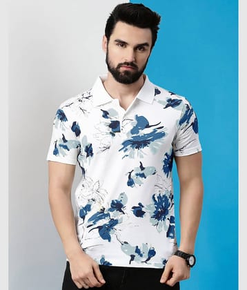 Eyebogler Pack of 1 Polyester Relaxed Fit Printed Half Sleeves Men's Polo T Shirt ( Blue )