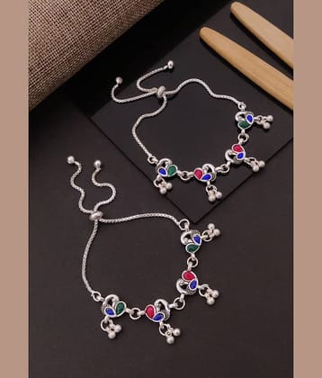 Shivay Fashion  hub Silver Anklets ( Pack of 2 )