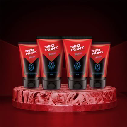 RED HUNT Face Scrub, Red, 100 ml (Pack of 4)