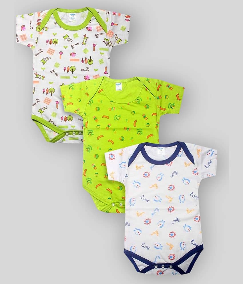 INFANT Pack of 3 Baby Boys Cotton Bodysuit ( Multi Color )