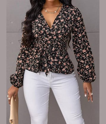 kotty Women's Polyester Peplum Top ( Black )