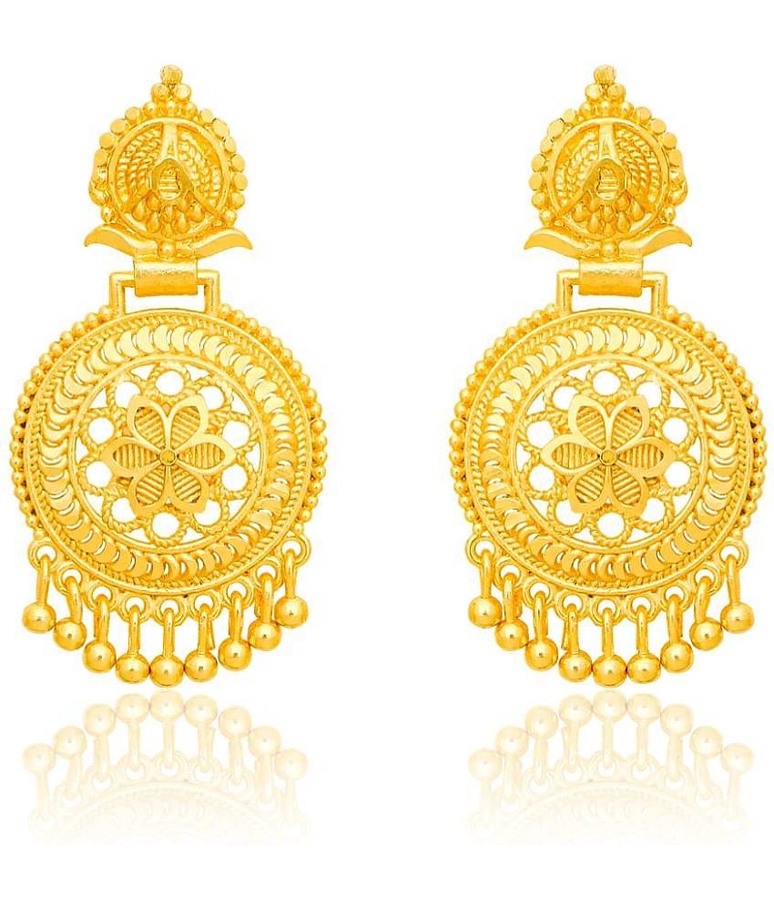 LUV FASHION Golden Chandbalis Earrings ( Pack of 1 )