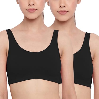 Enamor SB06 Cotton Low Impact Slip on Everyday Sports Bra for women - Non-Padded, non-wired & High Coverage | Available in solids & prints(SB06-Black/Black-XS) Enamor SB06 Cotton Low Impact Slip on Everyday Sports Bra for women - Non-Padded, non-wired & 