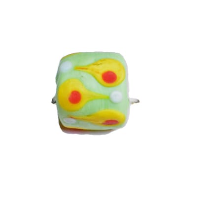 Beadwaala Handmade Fancy Lampwork Glass Beads For Jewelry Making. (Square) SFL-155-Per Packet 25 Pcs / 15X15 MM