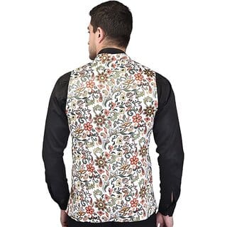 PrintCulture Men Printed Multicolor Cotton Blend Nehru Jacket PrintCulture Men Printed Multicolor Cotton Blend Nehru Jacket