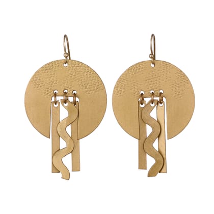 Handcrafted Brass Circles and Wave Design Earring Handcrafted Brass Circles and Wave Design Earring