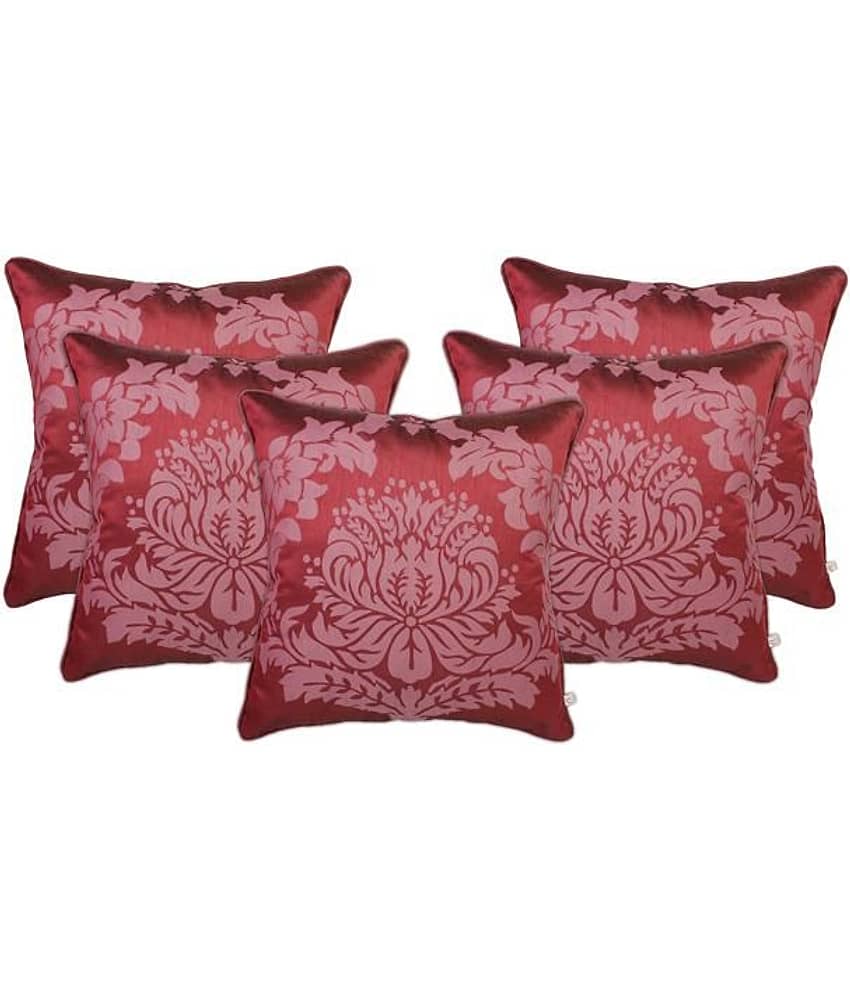Zubix Pink & White Polyester Cushion Covers Set Of 5