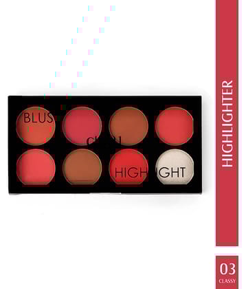 Glam21 Blush Highlighter Palette Silky pigments for long lasting Shimmer look 24gm Ralph-04