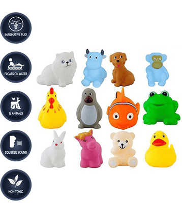RANGWELL 12Pcs Cute Soft Rubber Float Squeeze Sound Baby Bath Play Chuchu Animals Toys