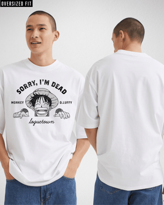 Monkey D Luffy dead White Oversized Tshirt-M