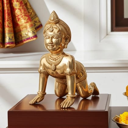 Brass Radha Ji God Idol - Premium Brass Temple Statue, Height : 12.2 Inch (BSMAS1677 R)