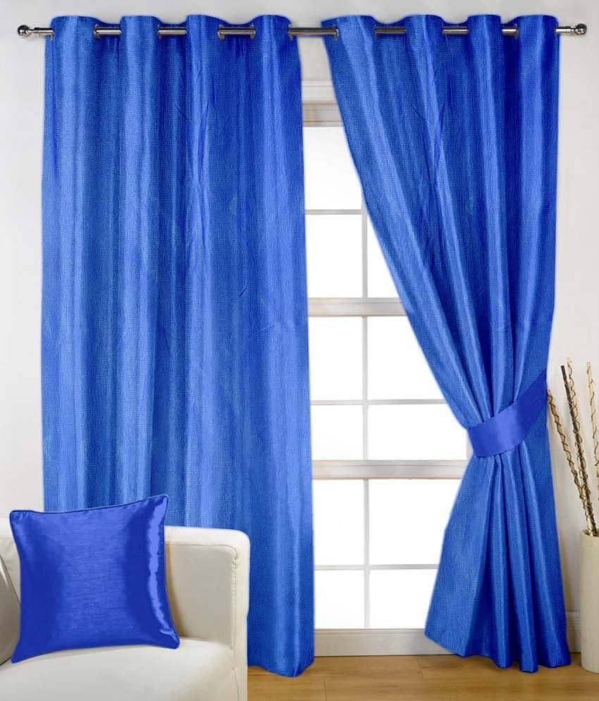 Tanishka Fabs Solid Semi-Transparent Eyelet Curtain 5 ft ( Pack of 2 ) - Blue