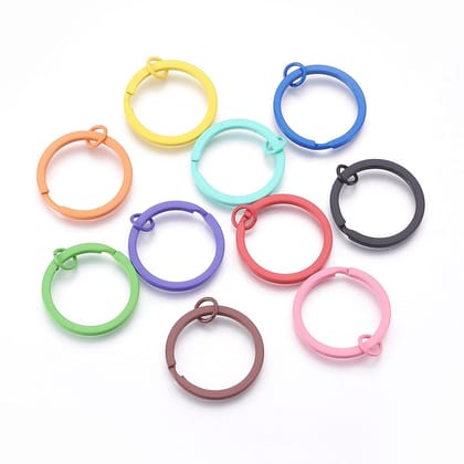 Colored Keychain Making Iron Split Key Rings (5 Pieces) 30 MM / 1.18 Inch Base Loops-Black / 5 Pieces