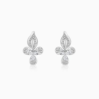 Silver Iris Flower Earrings