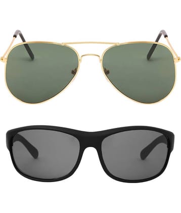 Kanny Devis - Black Wrap Around Sunglasses ( Pack of 2 )