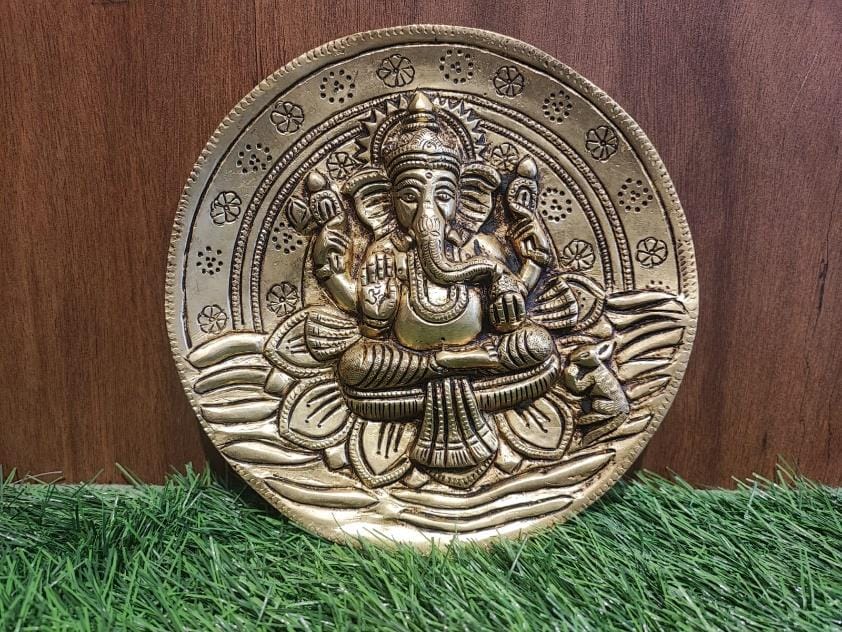 BRASS GANESHA WALL HANGING PLATE
