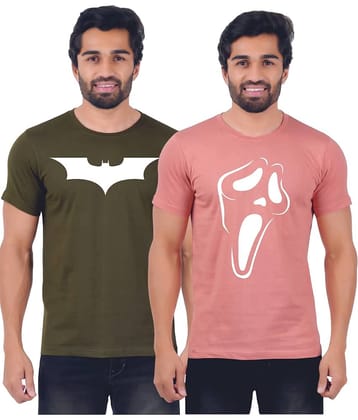 ferocious Pack of 2 Cotton Regular Fit Men's T-Shirt ( Red )