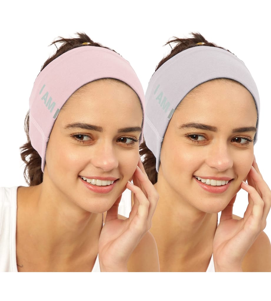 FREECULTR Unisex Bamboo Bandana, Anti Microbial Super Soft & Comfort Fit, Breathable Multipurpose Headband, Face Mask for Dust Protection and Sun - Size Printed Pack of 2-Peach, Sand