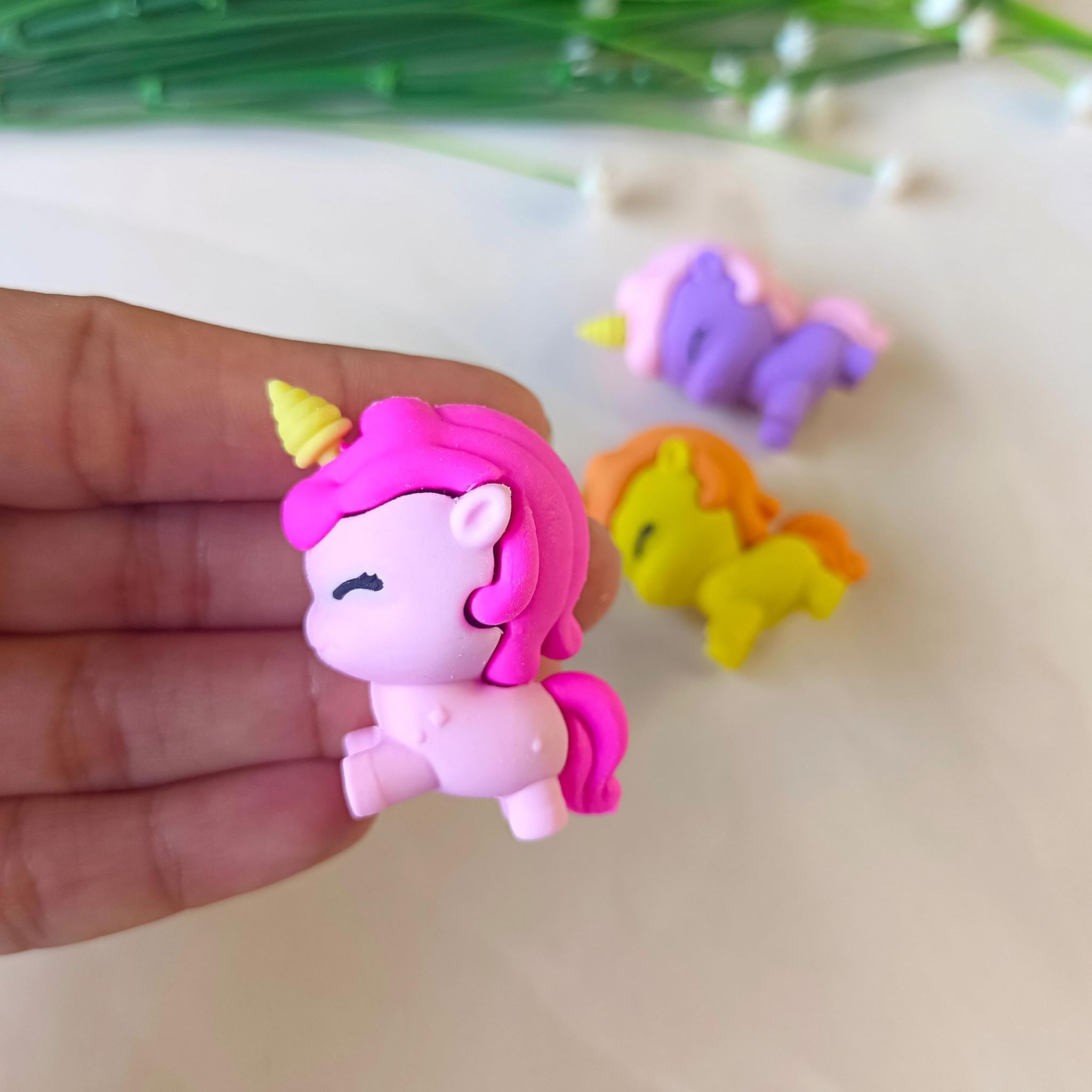 Cute Unicorn Erasers Set, Pink Purple Yellow Blue Orange, Decorative School Supplies for Kids Pack of