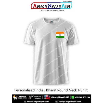 ArmyNavyAir India Bharat T-Shirt (Small) | Premium Cotton Round Neck | Casual & Patriotic Wear