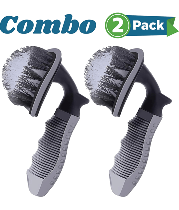 Aksmit  Pack Of 2 Car Cleaning Brush for Tyre Cleaning Liquid Nylon Bristles Perfect for Tire Rubber Car Accessories