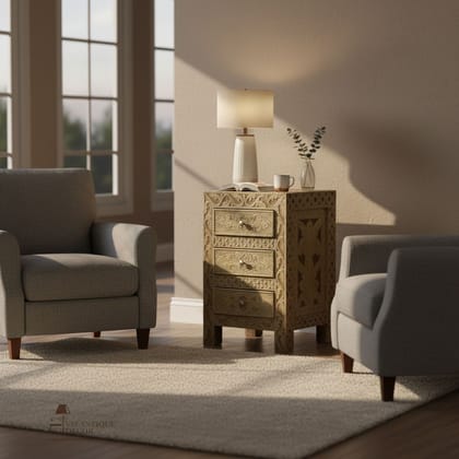 Wooden Chest Drawer Bedside Desk