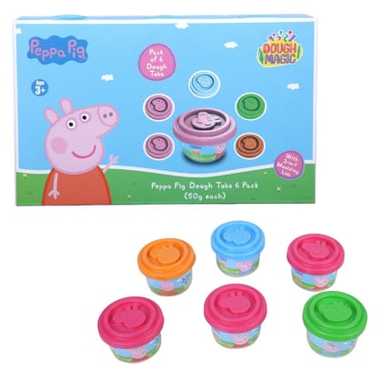 Dough Magic Peppa Pig With 2 in 1 Moulding Lid Pack of 6 Tubs Dough Magic Peppa Pig With 2 in 1 Moulding Lid Pack of 6 Tubs