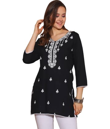 wonder weave Women's Rayon Tunic ( Black )