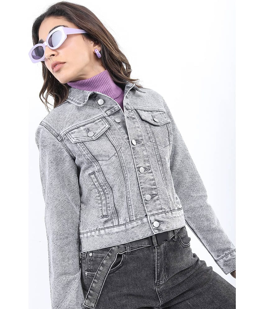 Ketch Women Denim Jacket ( Grey )