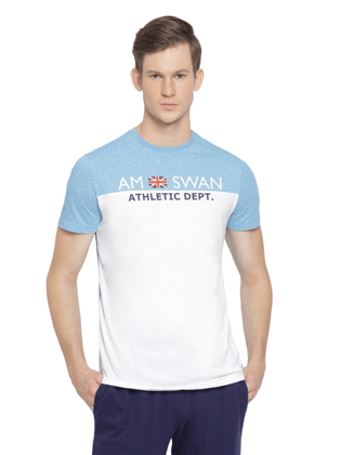 Mens Premium Cotton Colourblock Printed Half Sleeve Crew Neck T-Shirts-S
