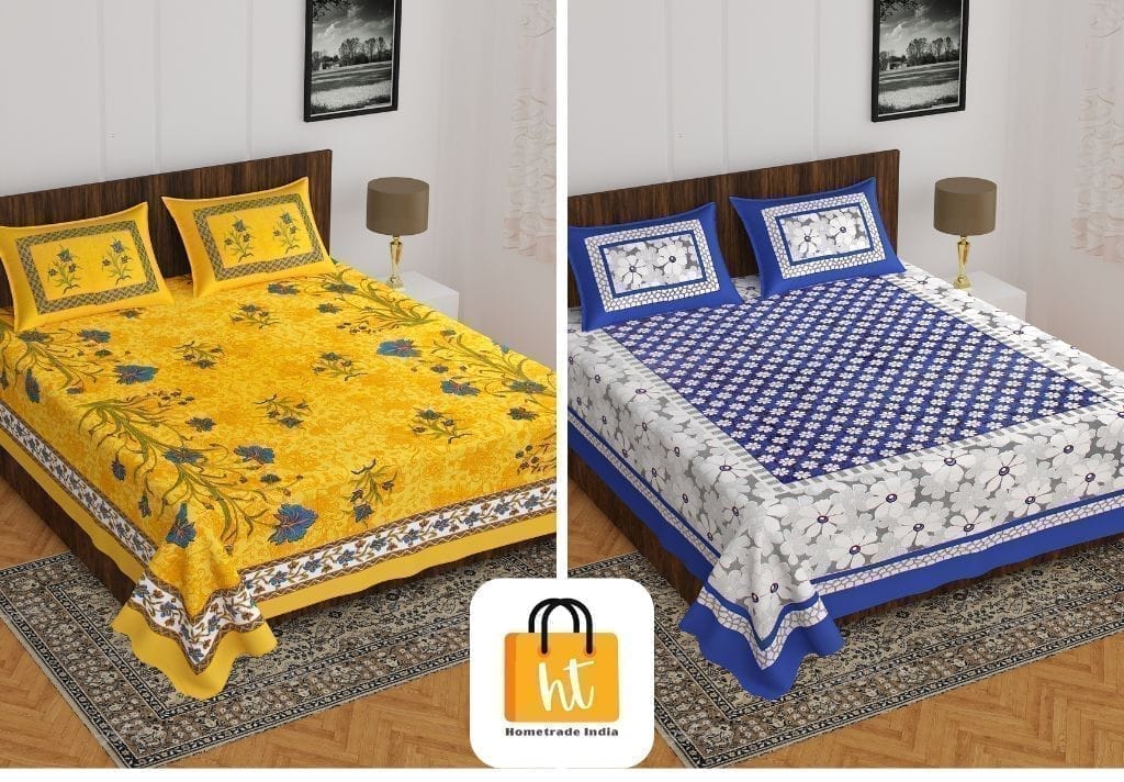 2201-Hometrade India- Standard Double Size (90*100 in )-Combo Double Bedsheet