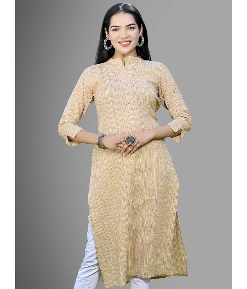 QuaClo - Beige Cotton Women's Straight Kurti ( Pack of 1 )
