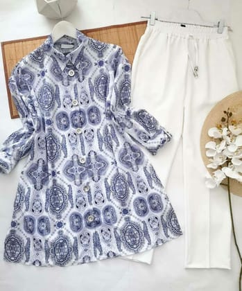 A Purple Floral Printed Designing and Morden Kurti with Palazzo by GlamaStitch-M