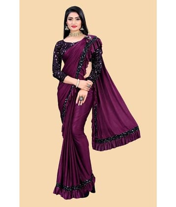 Aika Lycra Embellished Saree With Unstitched Blouse Piece ( Red )