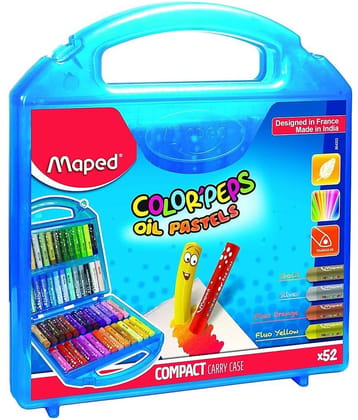 Maped Oil Pastels 52 Shades Compact Carry Case, Multi-coloured | Oil Pastels | Birthday gifts | Return gifts | Crayon colour set | Colouring Pack | Non - Toxic Colour