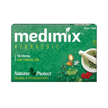 Medimix Ayurvedic Classic 18 Herbs Bathing Soap 75g | Natural Oils For Healthy & Protected Skin | Shop Herbal | Natural | Paraben-free & Sulphate-free | 100% Vegan