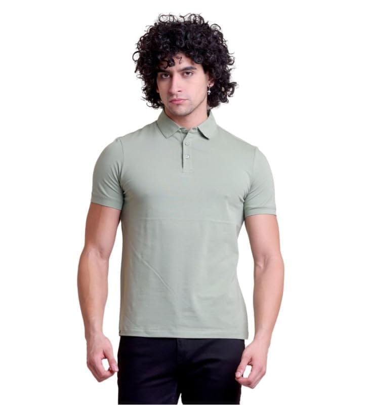 Men's Casual Cotton Solid Half Sleeve Polo Neck T-Shirt (Newsage, 2XL)-PID57335