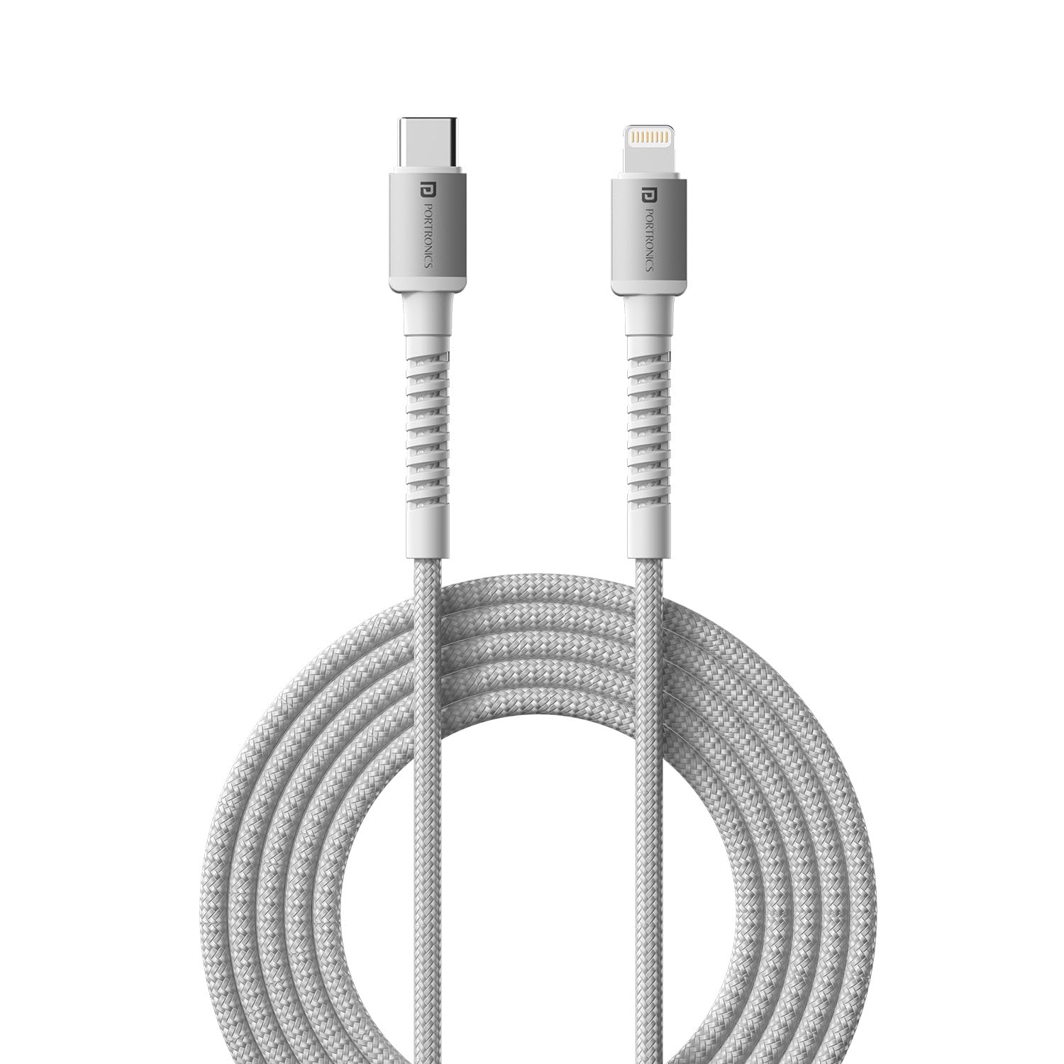 Portronics Konnect X Type C to 8-Pin 27W Fast Charging Cable (White)