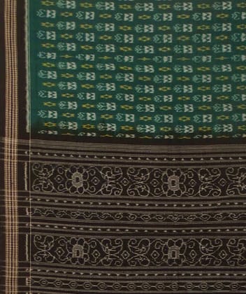 Green black handwoven sambalpuri cotton saree