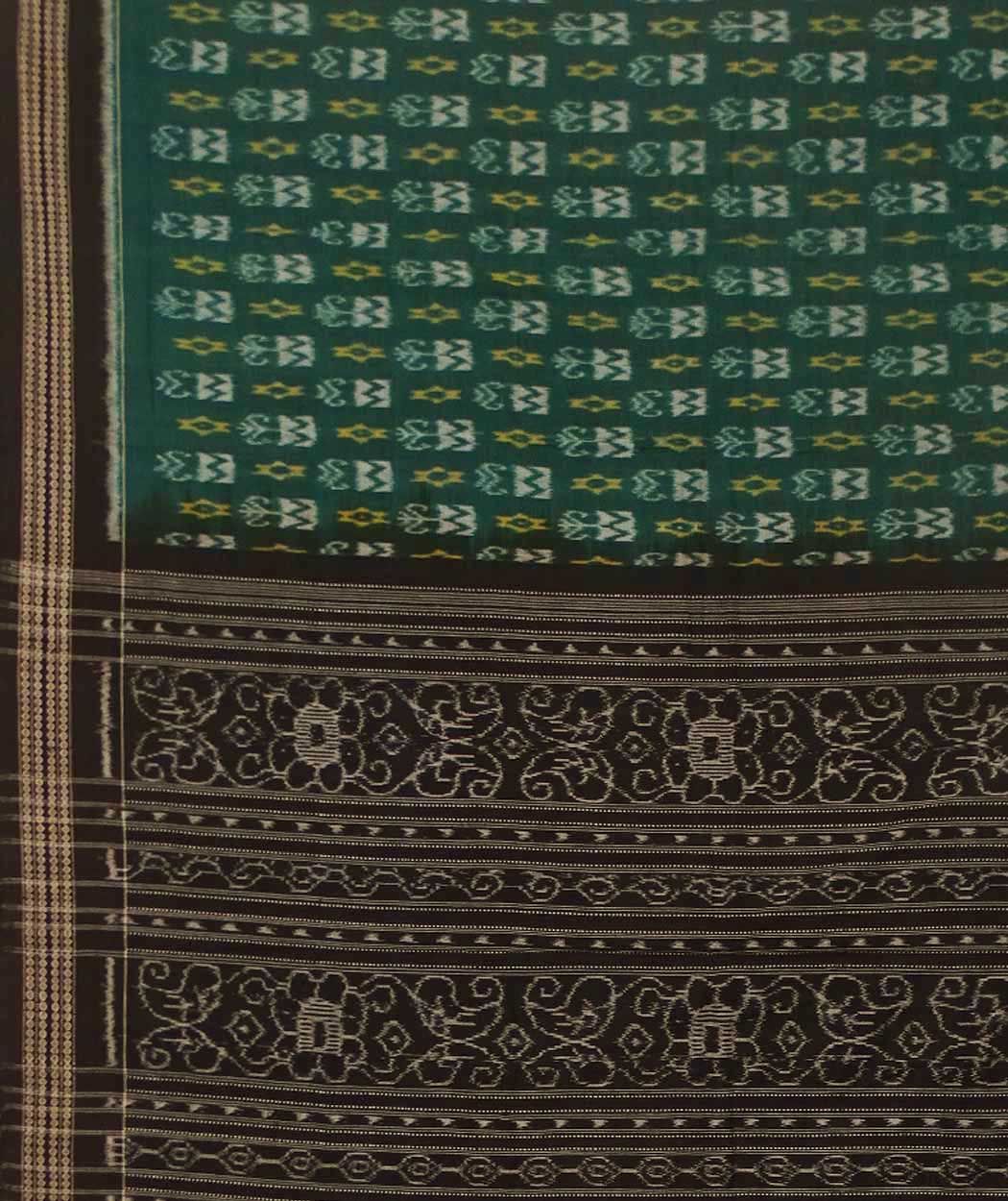 Green black handwoven sambalpuri cotton saree