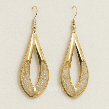 Golden Shining, Grunge Oval Hollow Earring