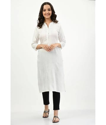 MAURYA Cotton Striped Straight Women's Kurti - White ( Pack of 1 )
