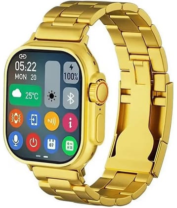 QItmirMKT Ultra Smartwatch Calling Bluetooth Fitness with Golden & Balck Strap